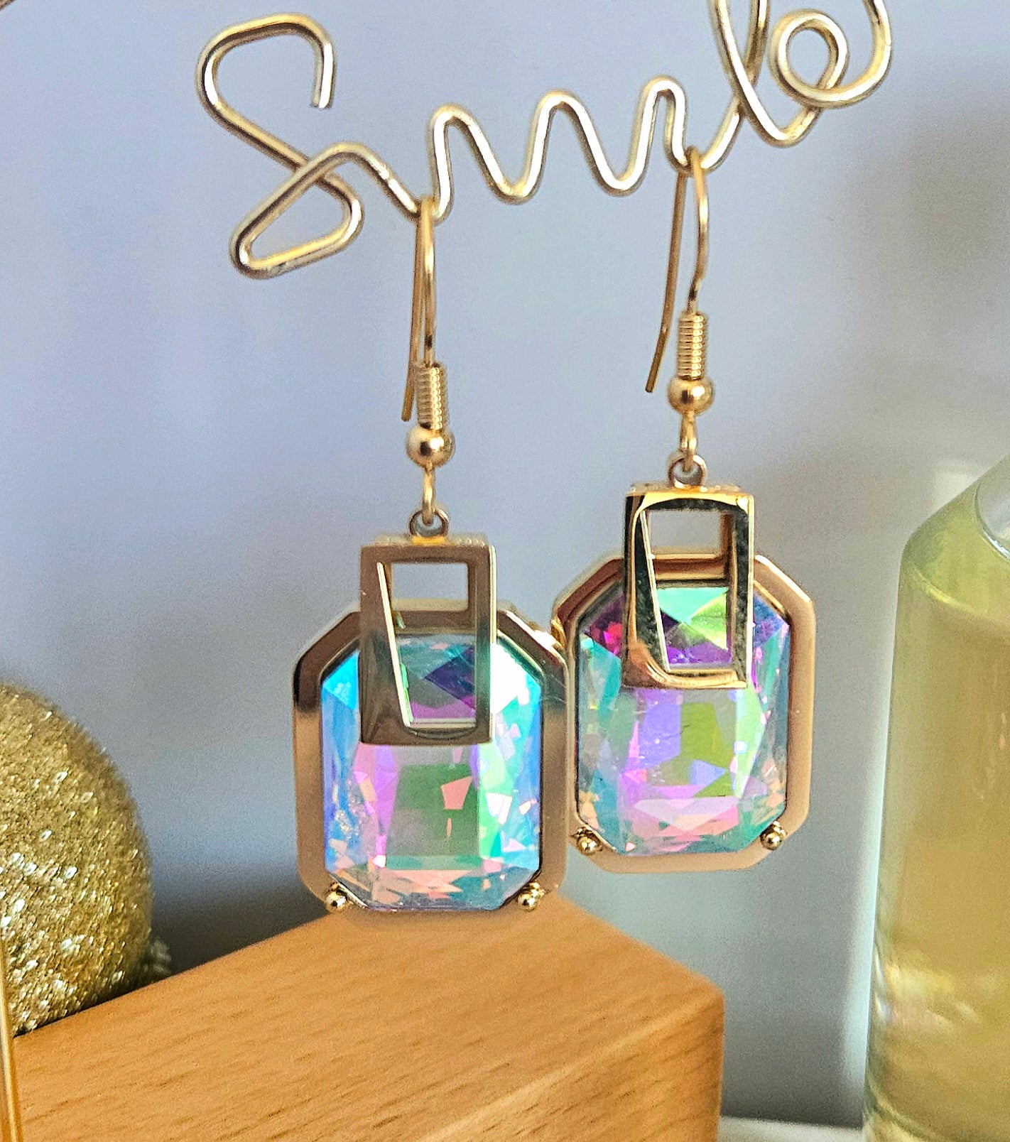 Boucles cristal rectangle