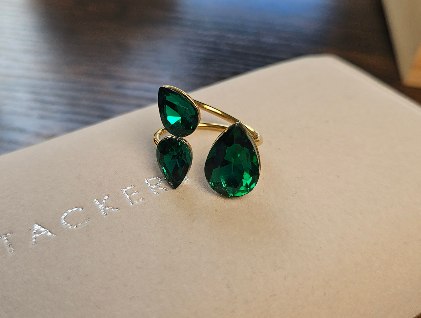 Bague cristal vert élégante