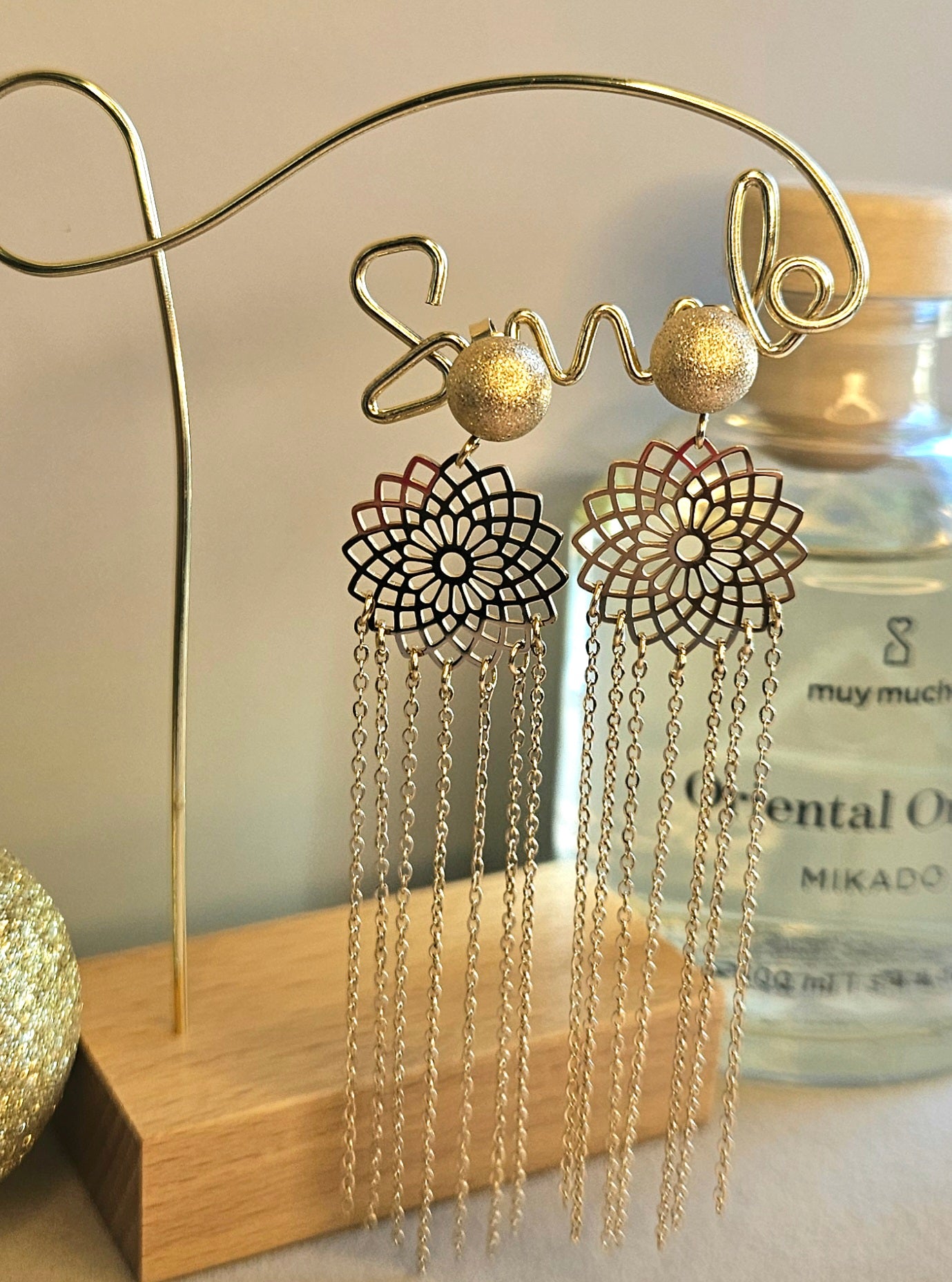 Boucles d'oreilles rosace longue