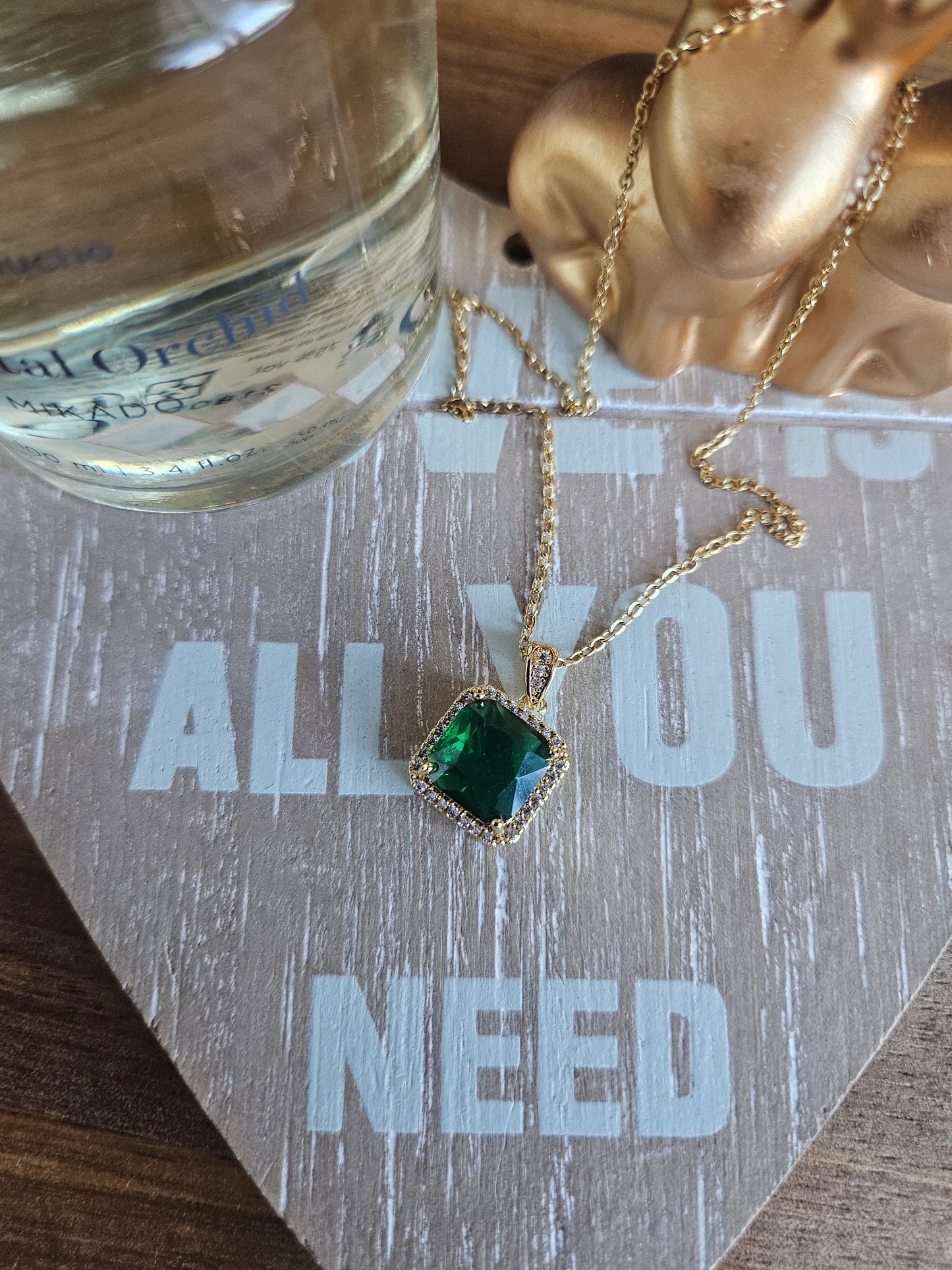 Collier cristal vert