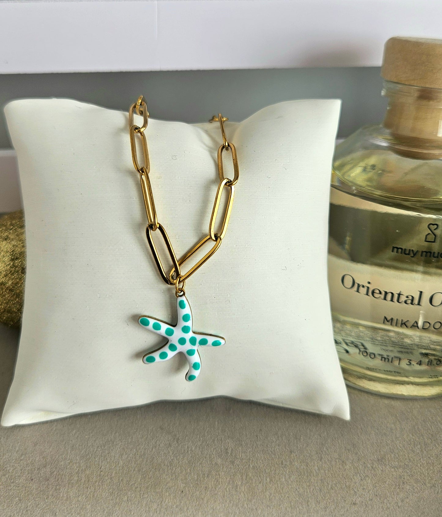 Collier etoile ceramique verte