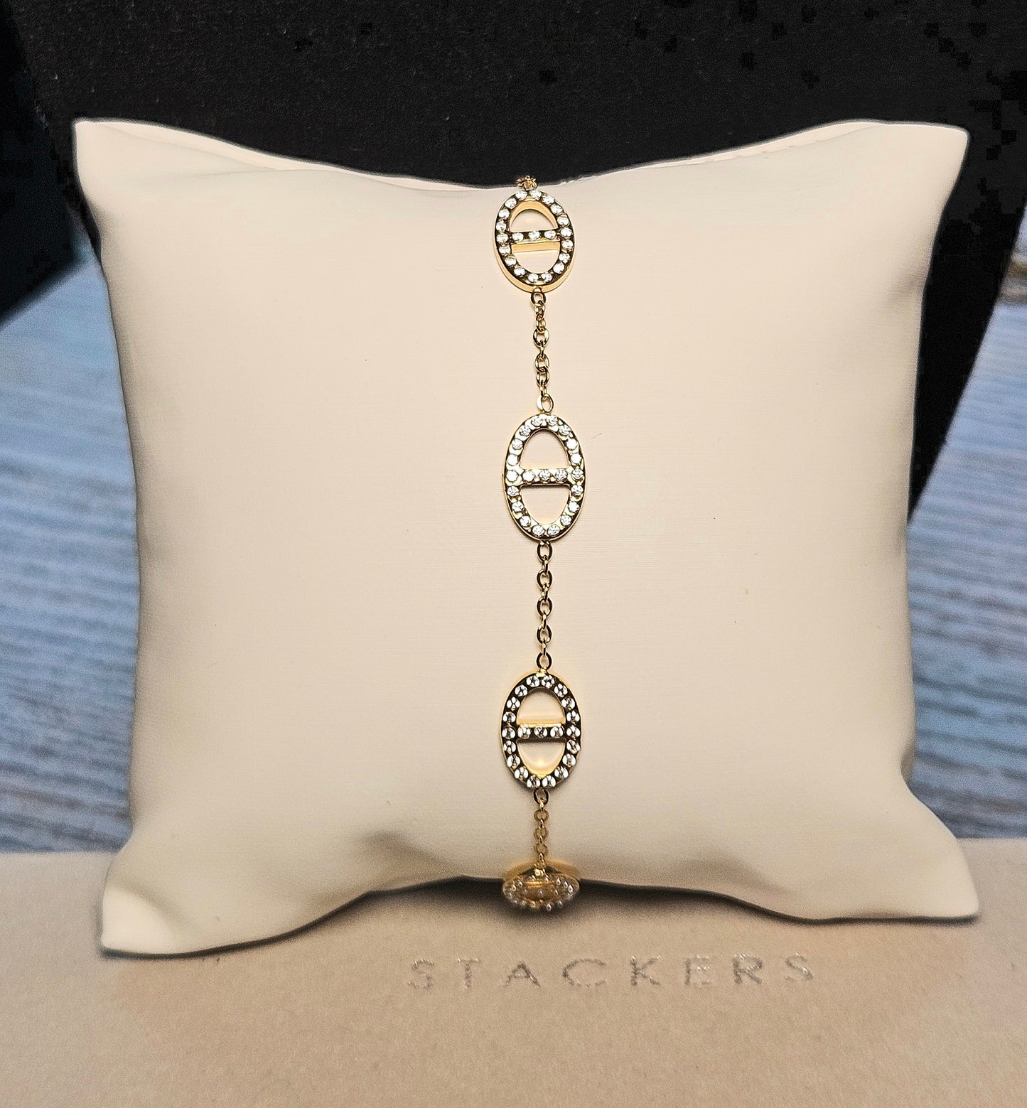 Bracelet maille marine strass fin