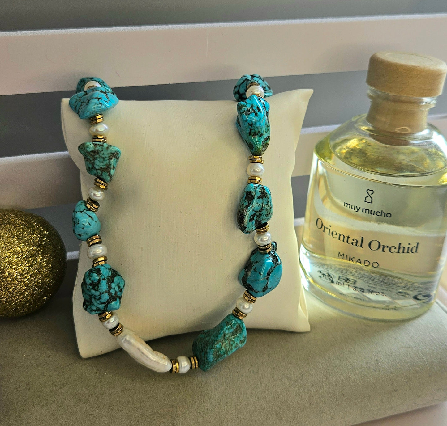 Collier turquoise et perle