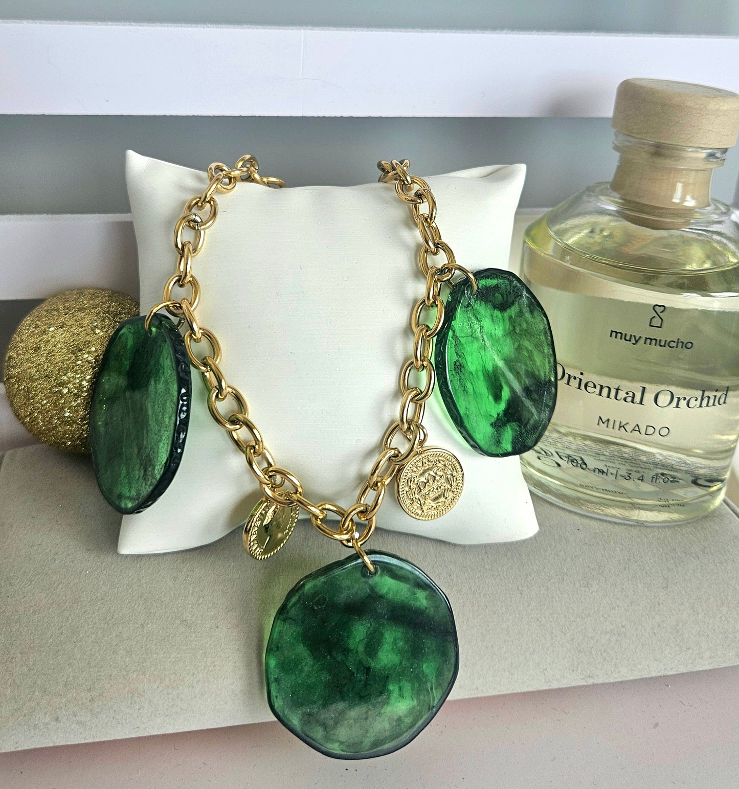 Collier piece vert