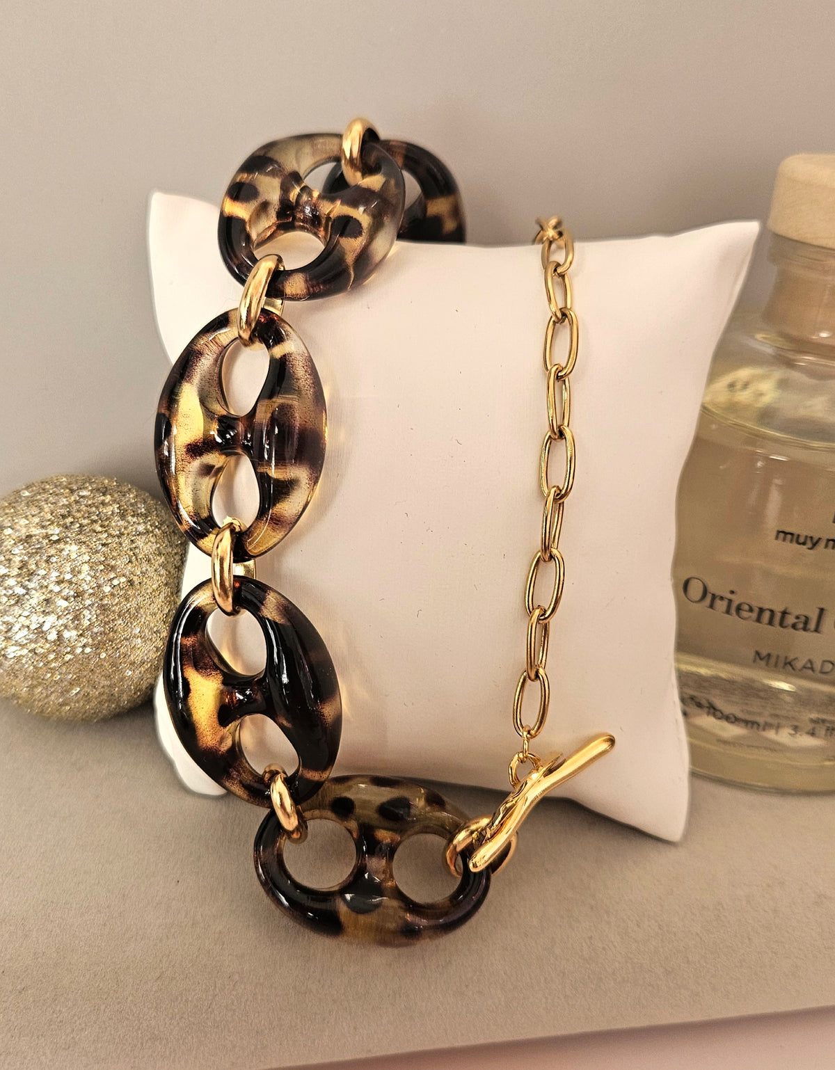Collier léopard grain de cafe