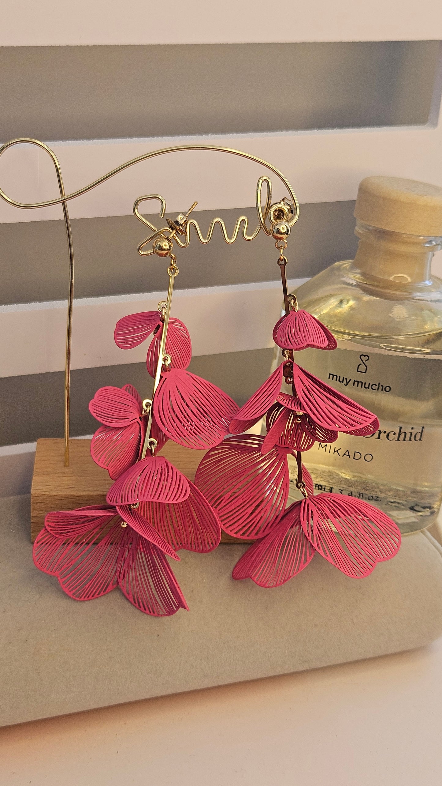 Boucles d'oreilles rose fleur