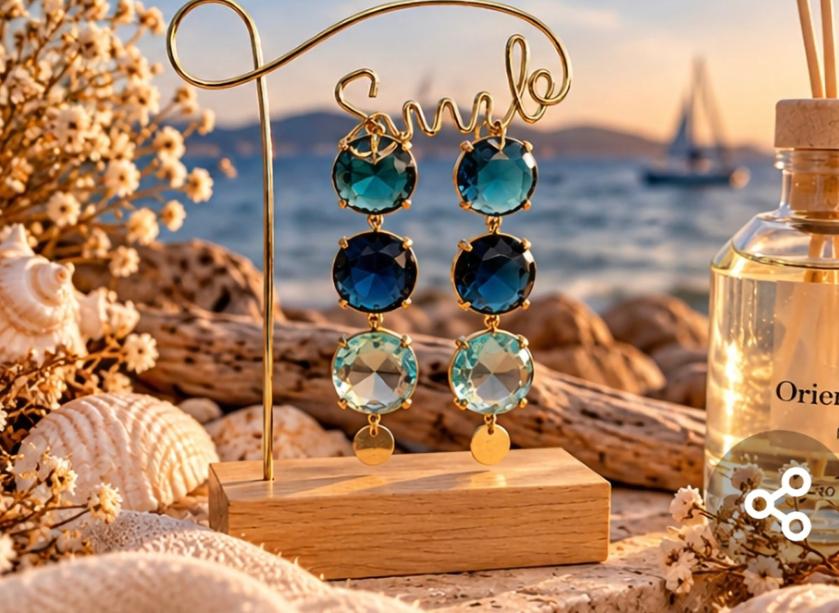 Boucles d'oreilles cristal swaroski bleue