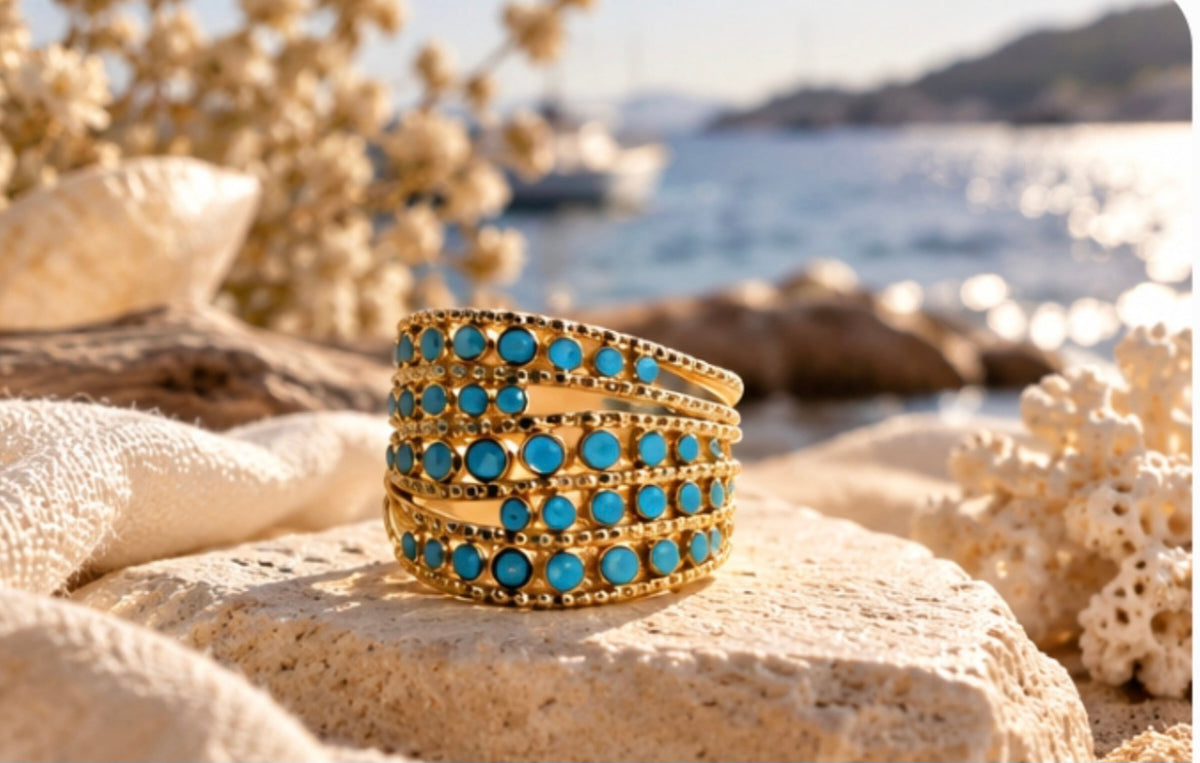 Bague large bleu
