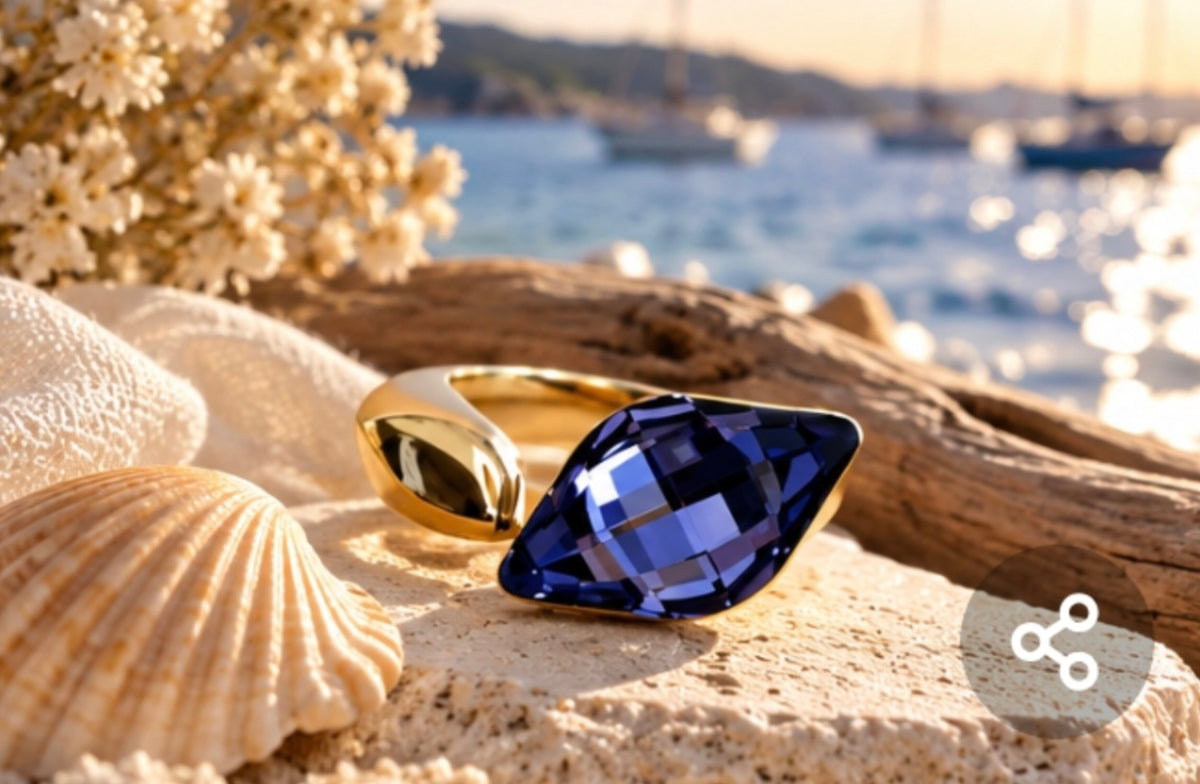 Bague goute mauve swarovski