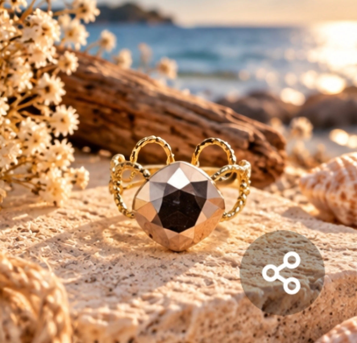 Bague métallisé or swarovski