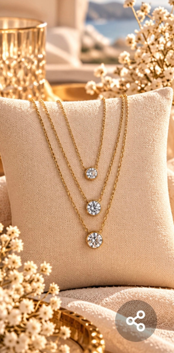 Collier 3 chaines et zirconium