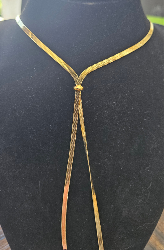 Collier sautoir maille serpent anneau