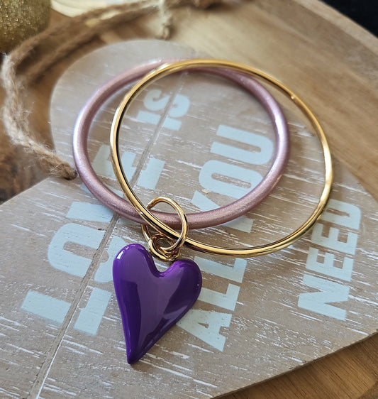 Bracelet coeur violet