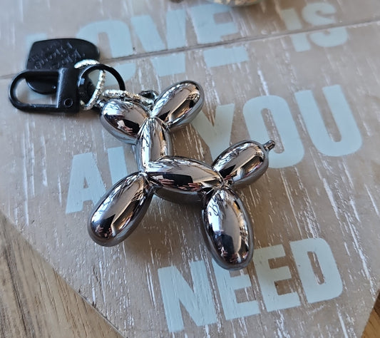 Grigris sac chien argent coeur noir