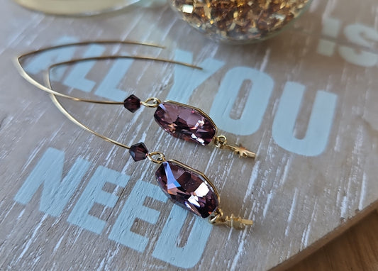 Boucles d'oreilles swarovski violette