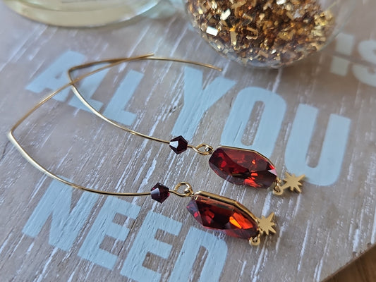 Boucles d'oreilles swarovski rouge