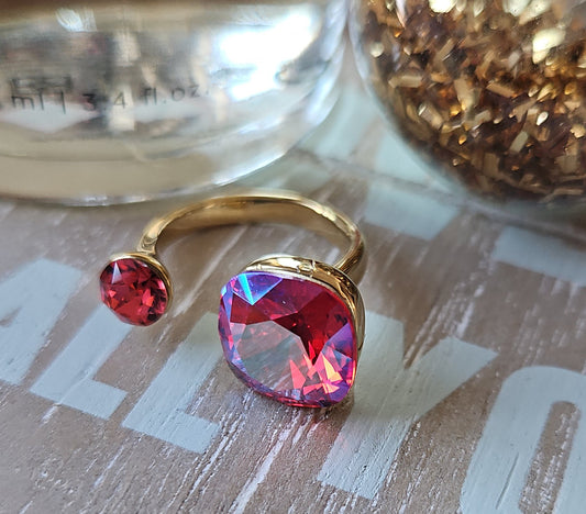 Bagues swarovski rouge grenade