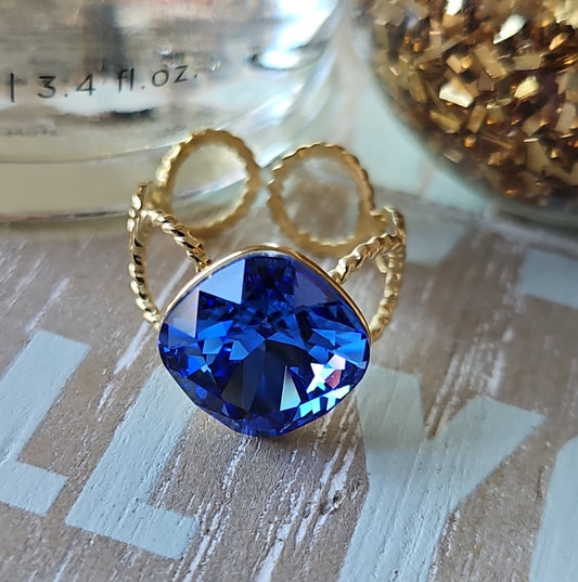 Blue Swarovski open ring