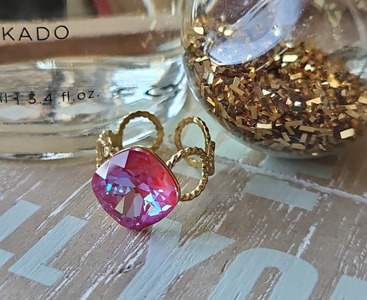 Swarovski pink open ring