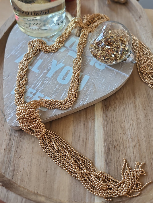 Collier sautoir perle acier inoxydable