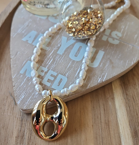 Collier perle et grain de cafe