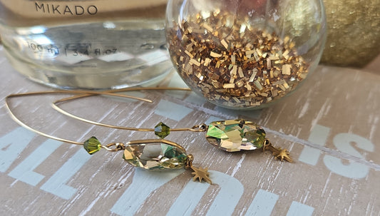 Boucles d'oreilles swarovski verte eau