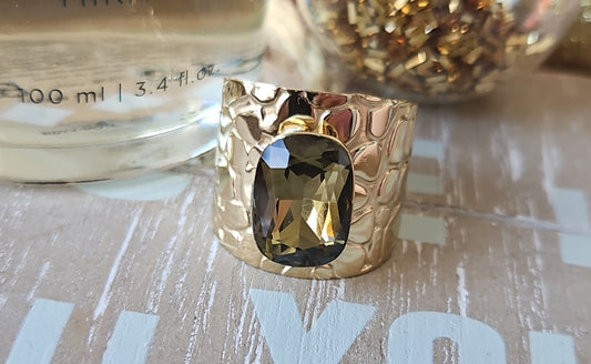 Khaki Swarovski ring