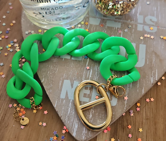 Bracelet acier inoxydable résine maille marine vert fluo