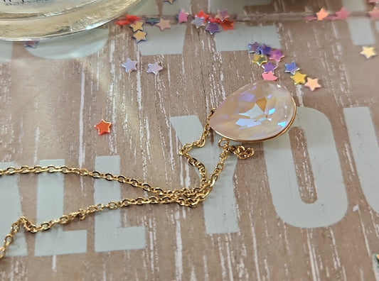 Swarovski champagne frost stainless steel necklace