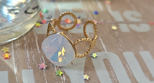 Bague swarovski blanc opaque