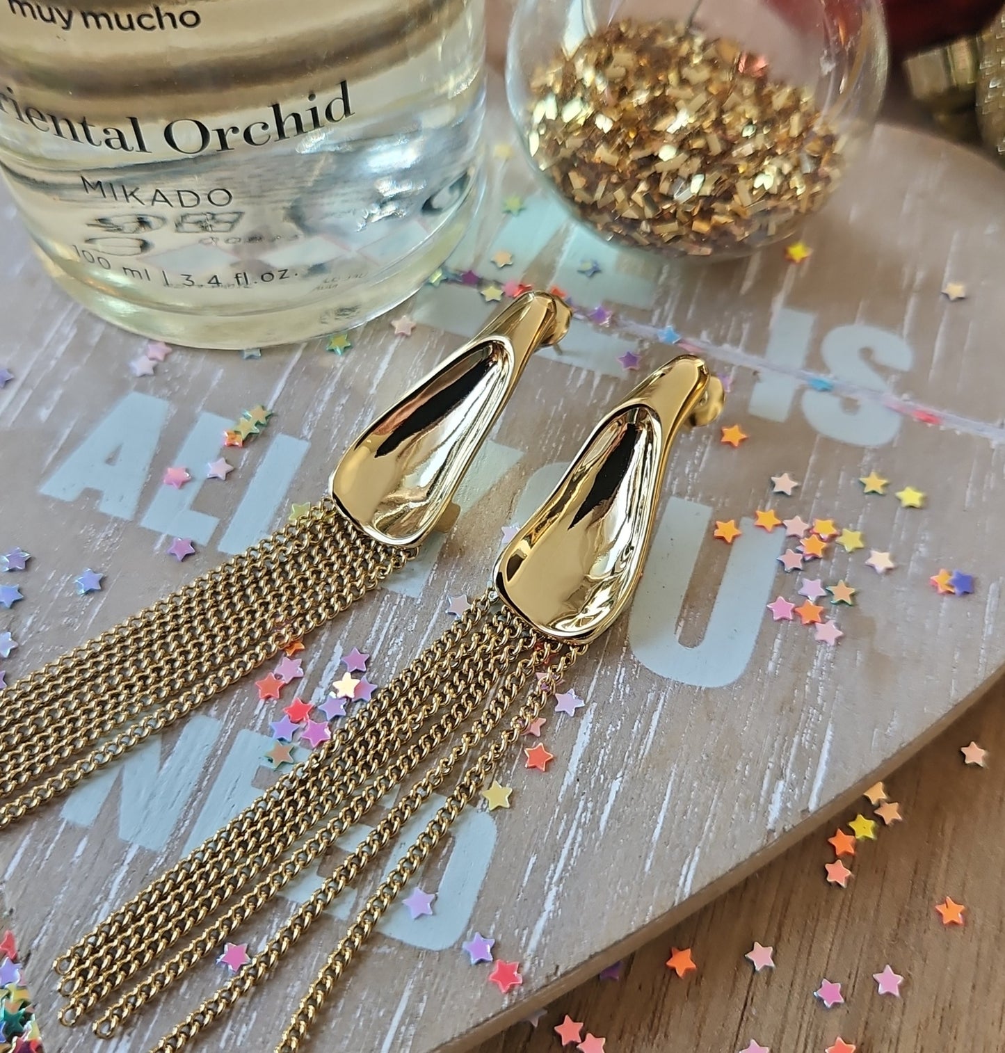 Chain pendant earrings