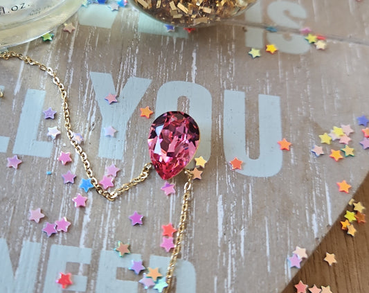Swarovski pink drop necklace