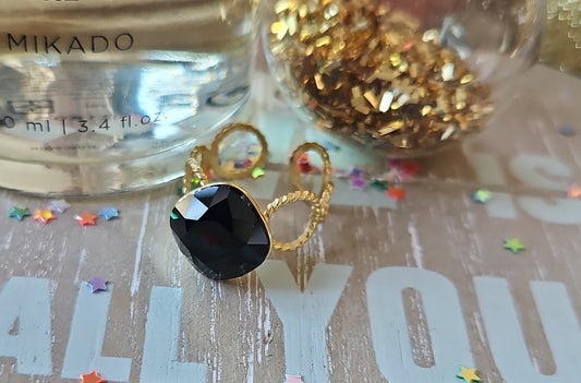 Black Swarovski ring