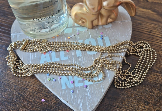 Multi-chain steel pearl necklace