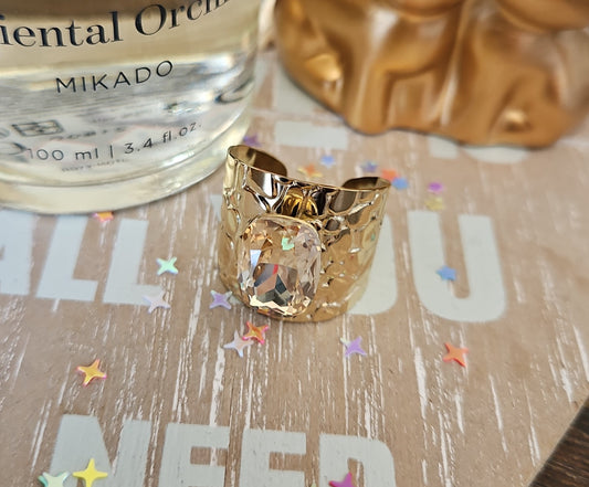 Bague swarovski champagne rectangulaire