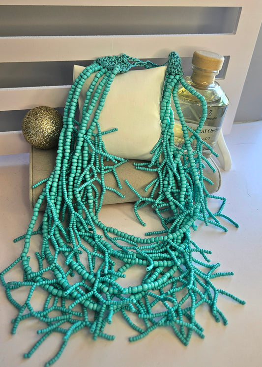 Collier turquoise multirang perle