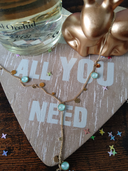 Collier et Swarovski vert givré
