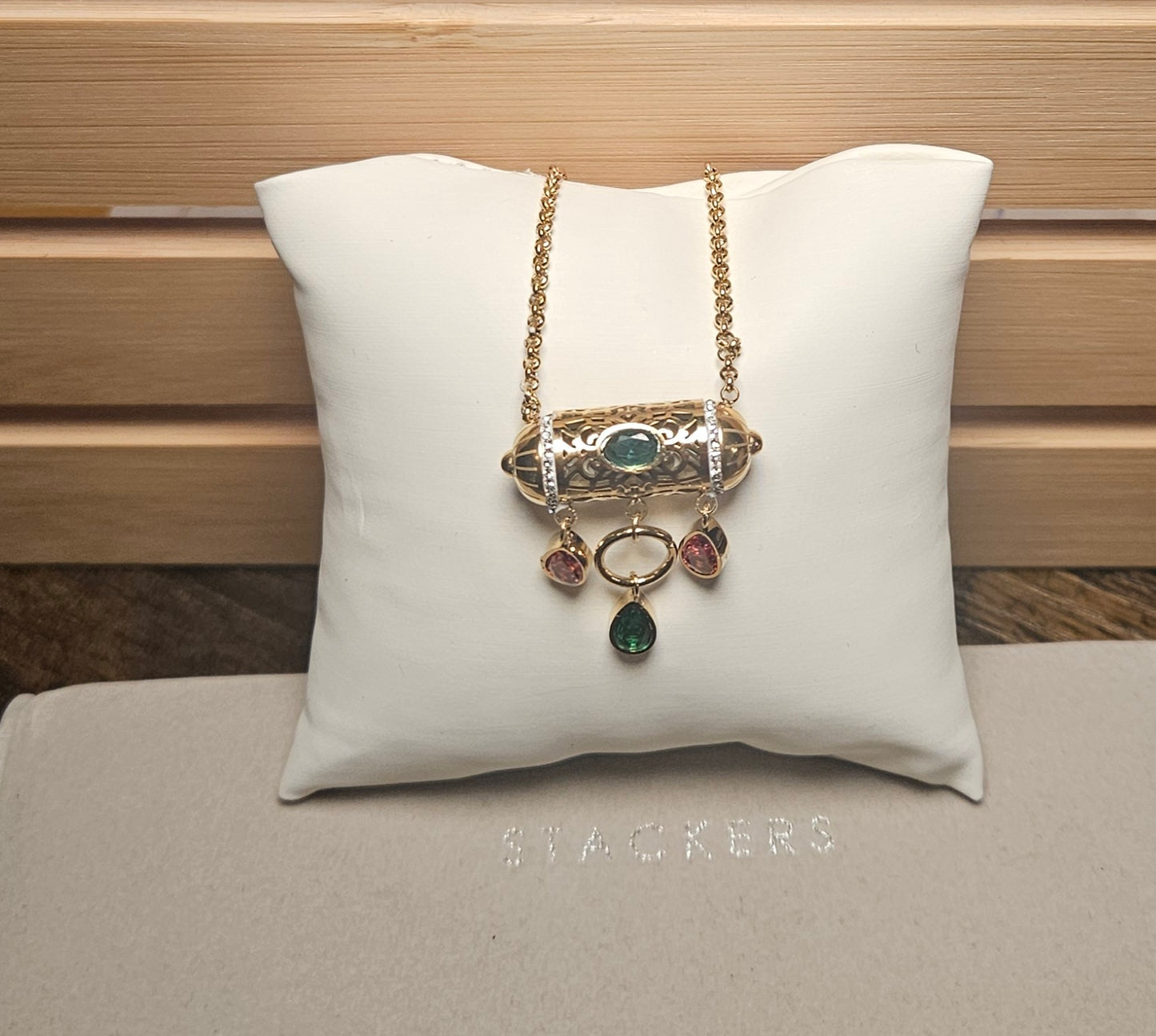 Collier oriental cristal vert et rouge alibaba