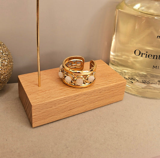 Bague perle cristal blanche