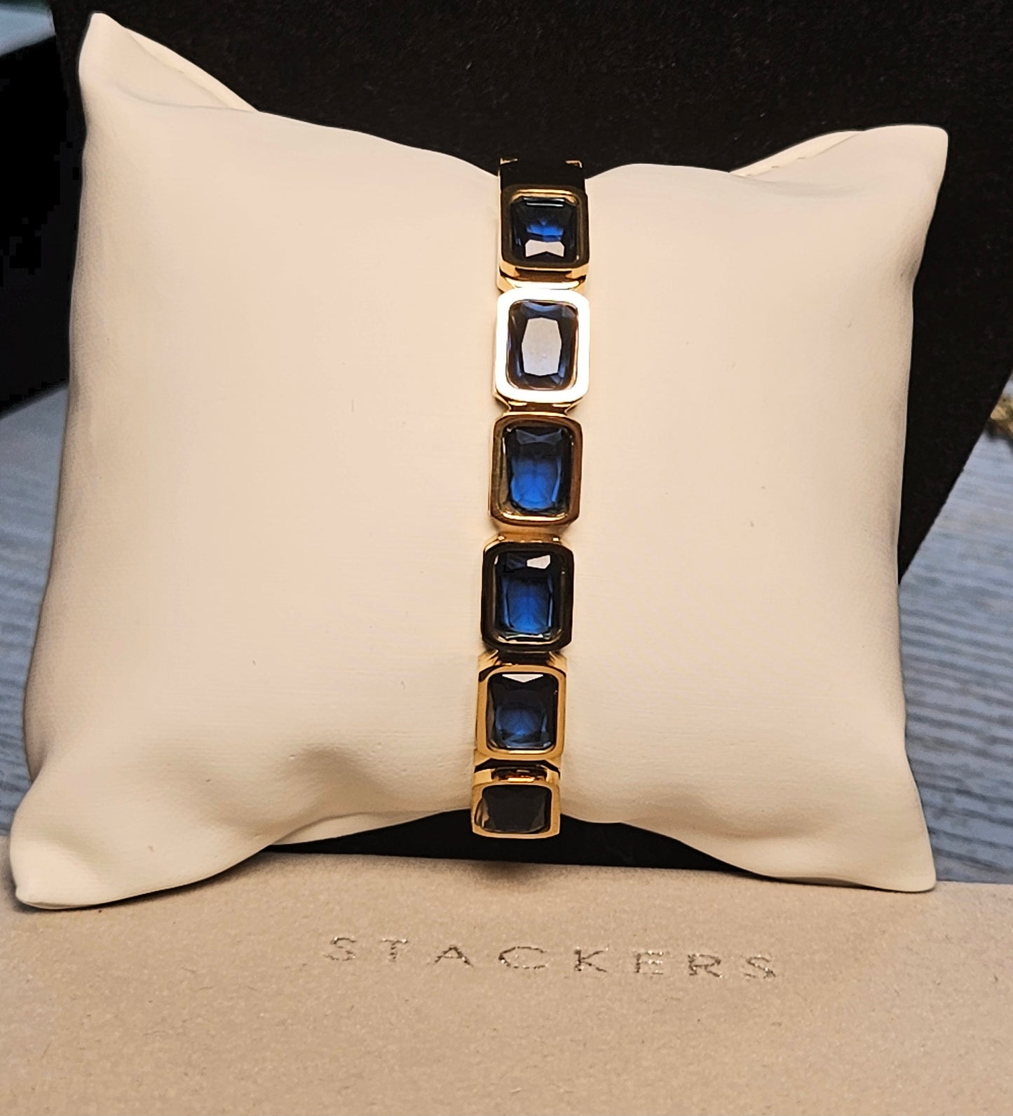 Bracelet cristal bleu jonc en rectangle