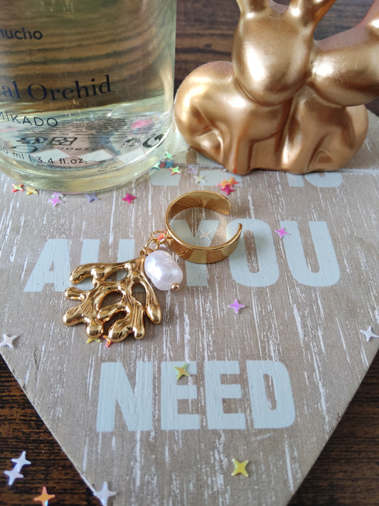 Bague corail et perle