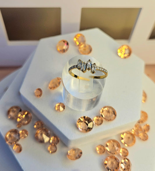 Bague cristal et zirconium 4 petits rectangles