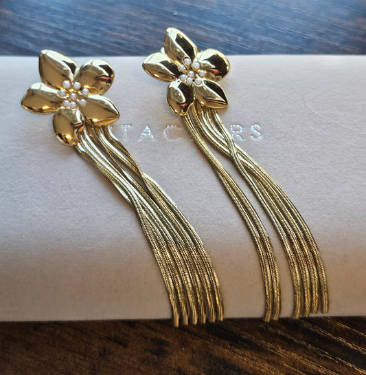 Boucles d'oreilles fleurs zirconium pendantes