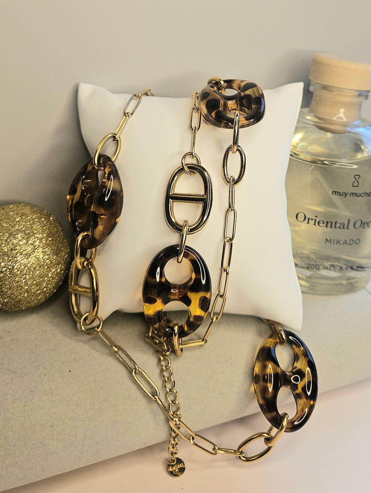 Collier sautoir léopard