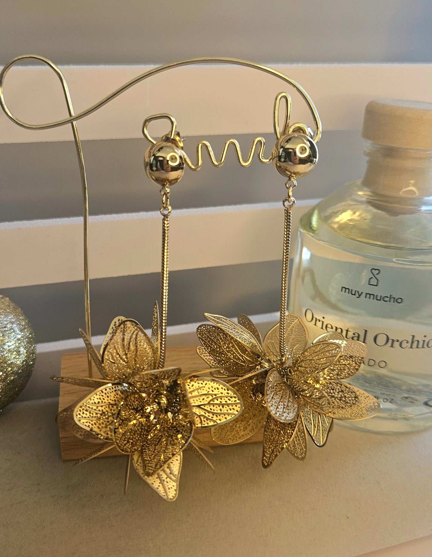 Boucles d'oreilles boule fleur