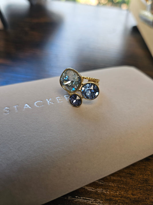 Bague swarovski bleu clair