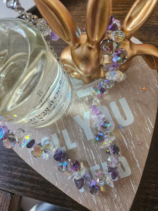 Collier cristal irisé violet