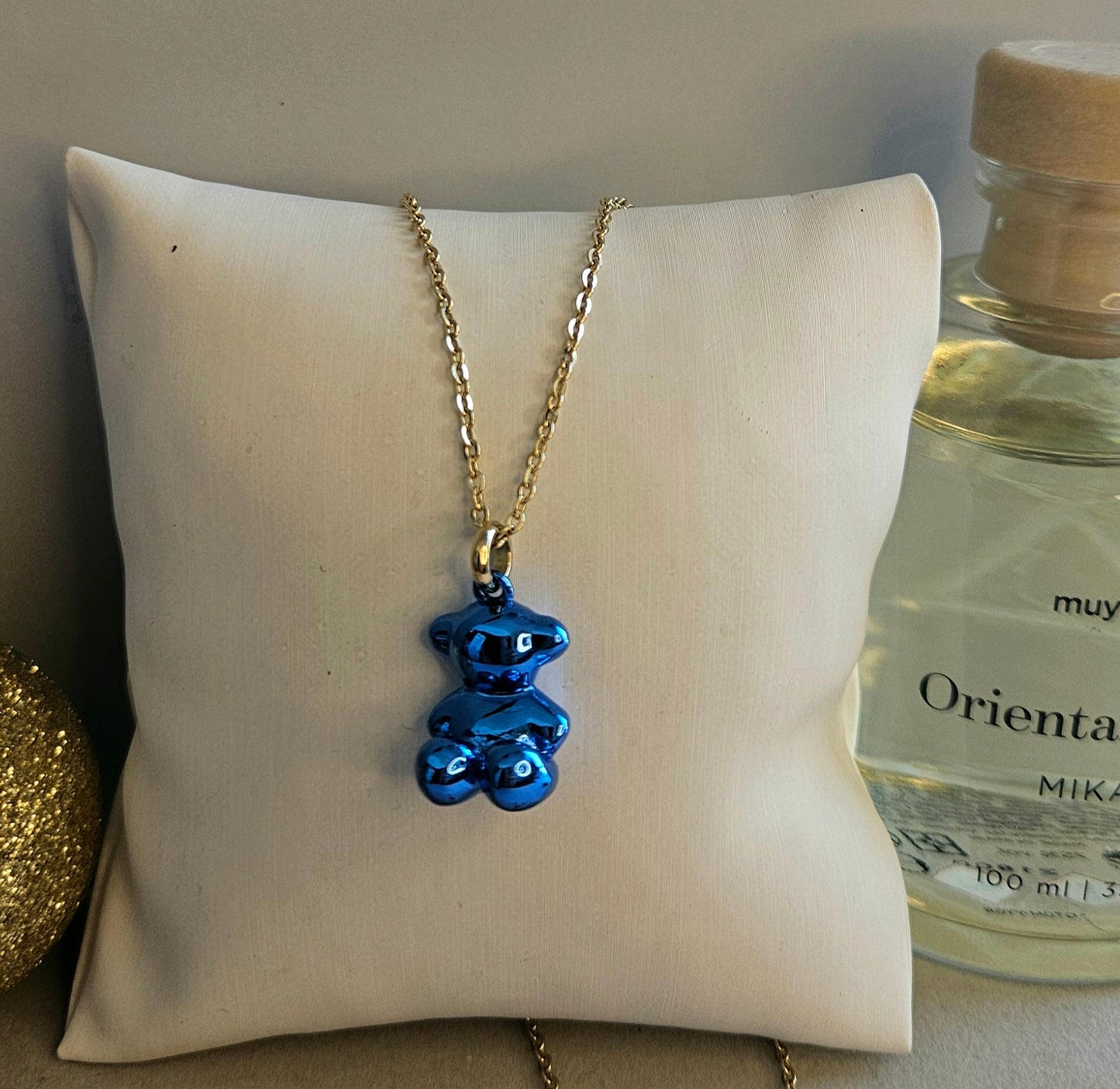 Collier nounours bleu