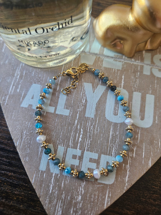 Bracelet perle d'eau douce bleu Turquoise