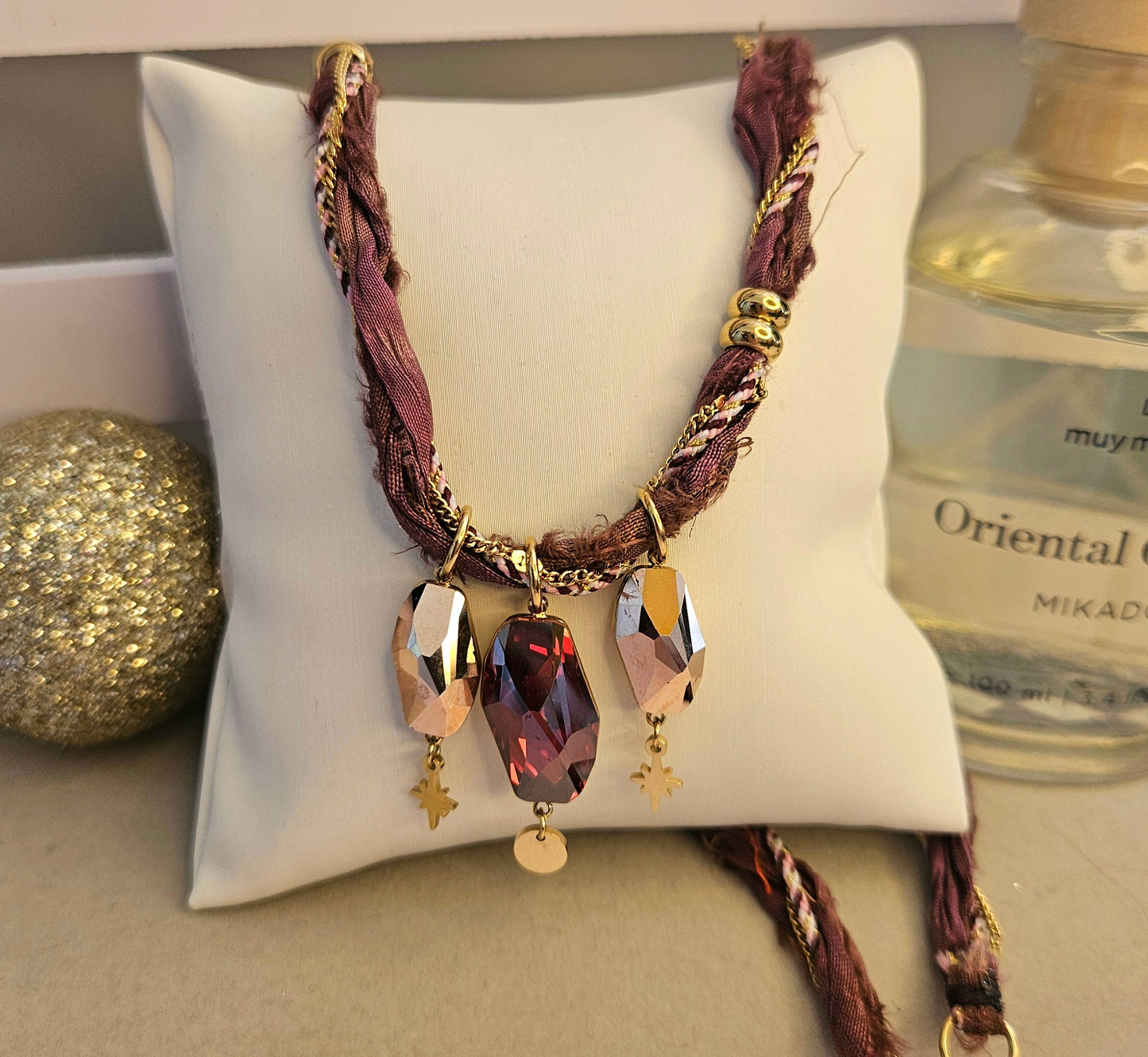 Collier bordeau cristal